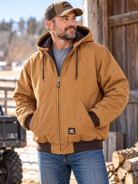 Berne Heritage Duck Hooded Work Jacket Brown 3XL Insulated